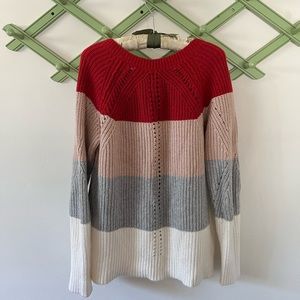 Lucky Brand Cable-Knit Striped Sweater